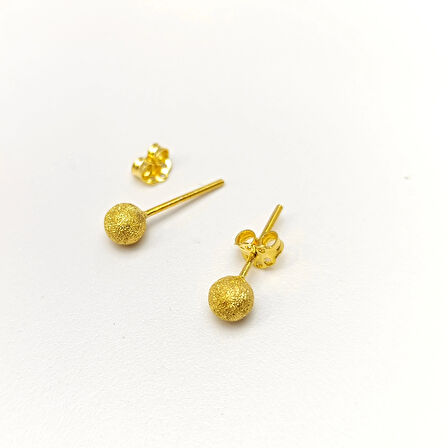 5mm Kumlu Toplu Küpe 14 Ayar Altın HD VİDEOLU