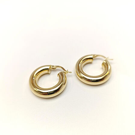 24.4mm Klasik Halka Küpe 14 Ayar Altın HD VİDEOLU