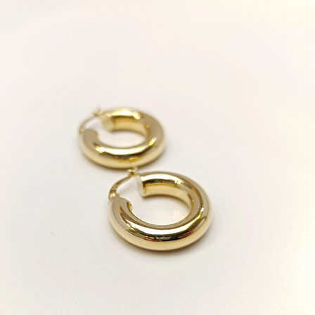 24.4mm Klasik Halka Küpe 14 Ayar Altın HD VİDEOLU