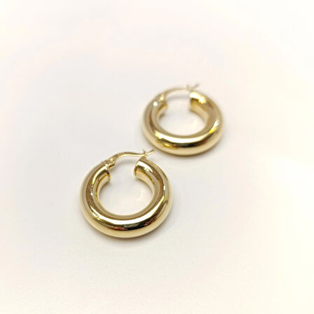 24.4mm Klasik Halka Küpe 14 Ayar Altın HD VİDEOLU