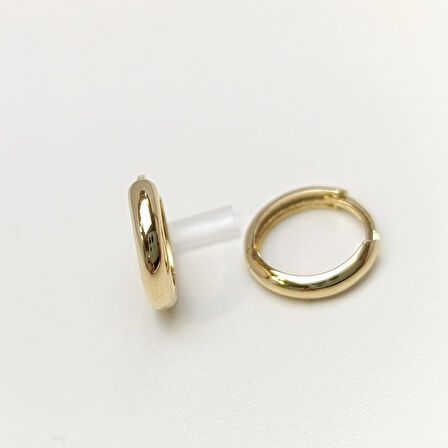 12.5mm Klasik Halka Küpe 14 Ayar Altın HD VİDEOLU