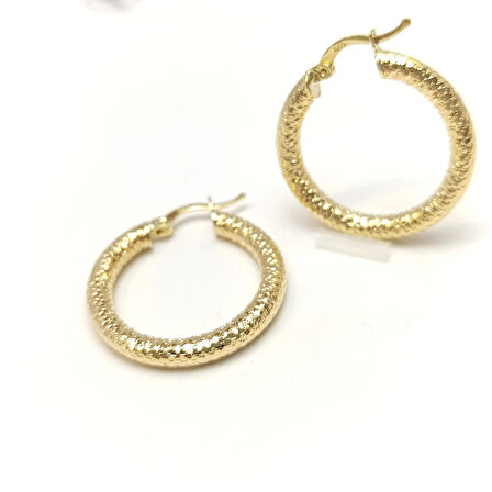 Dövme Desenli Halka Küpe 14 Ayar Altın HD VİDEOLU