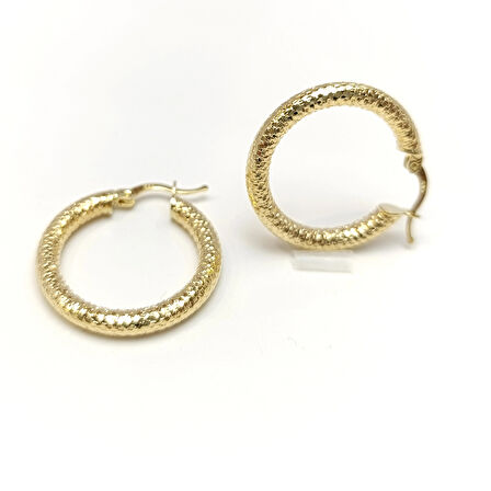 Dövme Desenli Halka Küpe 14 Ayar Altın HD VİDEOLU