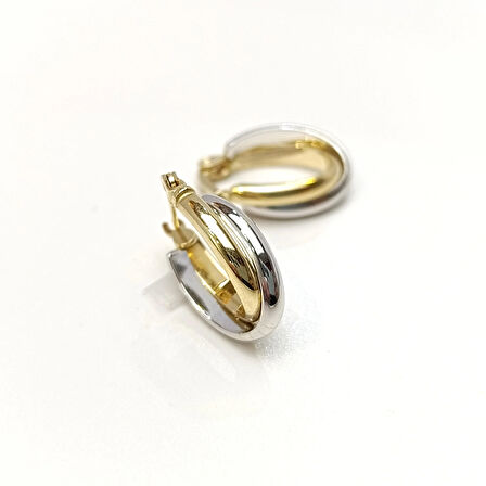 İkili Halka Küpe 14 Ayar Altın HD VİDEOLU