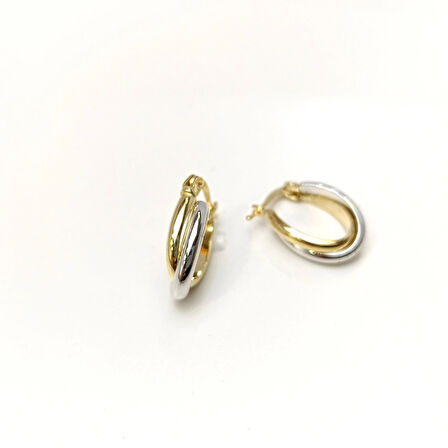 İkili Halka Küpe 14 Ayar Altın HD VİDEOLU