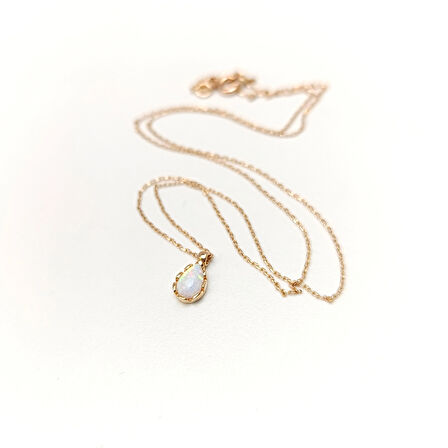 Damla Opal Taşlı Kolye 14 Ayar Altın HD VİDEOLU