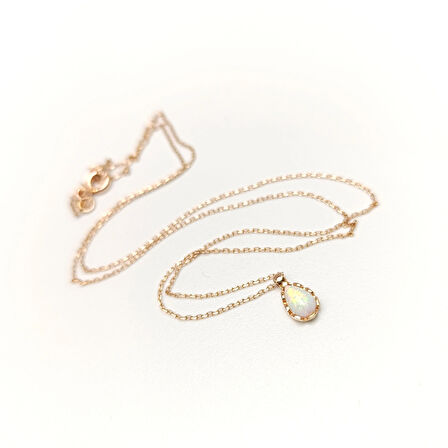 Damla Opal Taşlı Kolye 14 Ayar Altın HD VİDEOLU