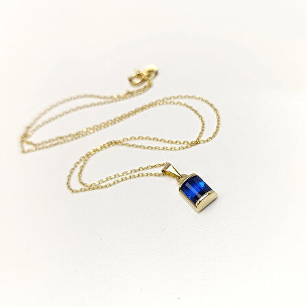 Mavi Taşlı Kolye 14 Ayar Altın HD VİDEOLU