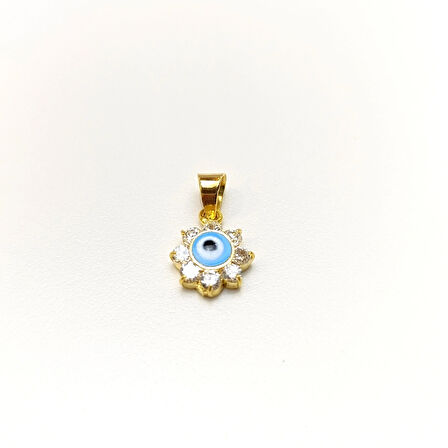 Göz Boncuklu Çİçek Kolye 14 Ayar Altın HD VİDEOLU