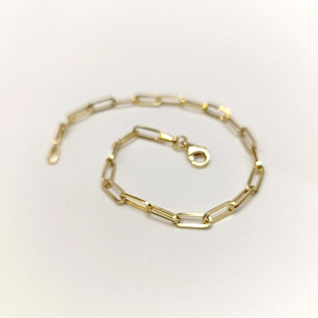 3.2mm Ataç Zincir Bileklik Künye 14 Ayar Altın HD VİDEOLU