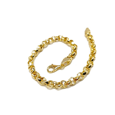 5.3mm Rolo Doç Zincir Bileklik Künye 14 Ayar Altın HD VİDEOLU