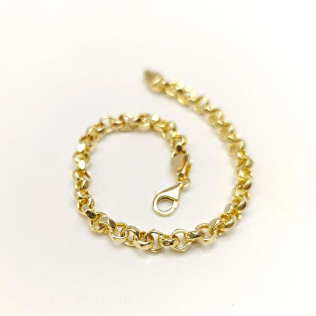 5.3mm Rolo Doç Zincir Bileklik Künye 14 Ayar Altın HD VİDEOLU