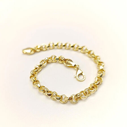 5.3mm Rolo Doç Zincir Bileklik Künye 14 Ayar Altın HD VİDEOLU