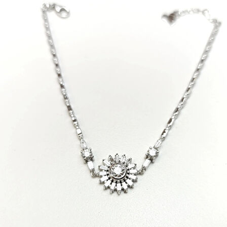 Pırlanta Baget Taşlı Güneş Bileklik 14 Ayar Altın HD VİDEOLU