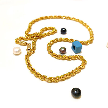 50cm 4.7mm Halat Burgu Zincir 14 Ayar Altın HD VİDEOLU