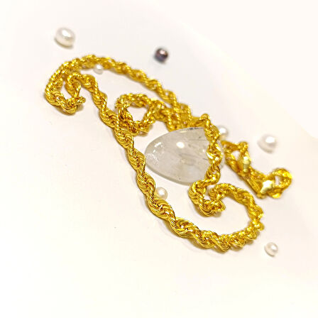 70cm 5mm Halat Zincir Kolye 14 Ayar Altın HD VİDEOLU