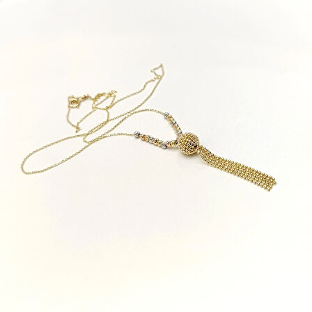 Dorika Toplu Püskül Kolye 14 Ayar Altın HD VİDEOLU