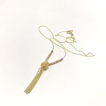 Dorika Toplu Püskül Kolye 14 Ayar Altın HD VİDEOLU