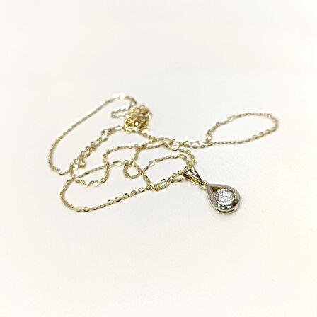 Tek Taş Kolye 14 Ayar Altın HD VİDEOLU