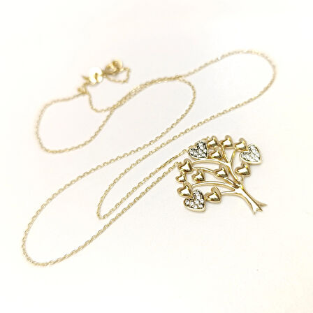 Kalpli Hayat Ağacı Kolye 14 Ayar Altın HD VİDEOLU