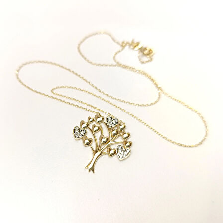 Kalpli Hayat Ağacı Kolye 14 Ayar Altın HD VİDEOLU