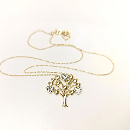 Kalpli Hayat Ağacı Kolye 14 Ayar Altın HD VİDEOLU