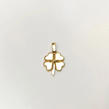 10.5mm Yonca Kolye 14 Ayar Altın HD VİDEOLU