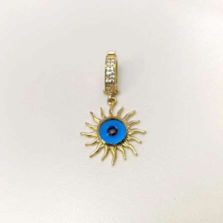 Charm Göz Boncuklu Güneş Kolye 14 Ayar Altın HD VİDEOLU