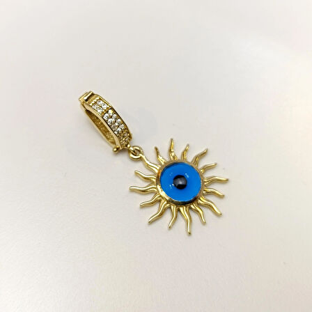 Charm Göz Boncuklu Güneş Kolye 14 Ayar Altın HD VİDEOLU