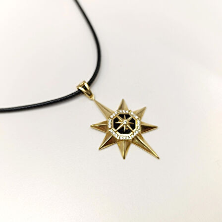 Madalyon Kuzey Yıldızı Kolye 14 Ayar Altın HD VİDEOLU