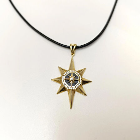 Madalyon Kuzey Yıldızı Kolye 14 Ayar Altın HD VİDEOLU