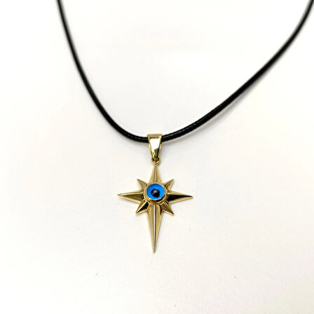 Göz Boncuklu Kuzey Yıldızı Kolye 14 Ayar Altın HD VİDEOLU