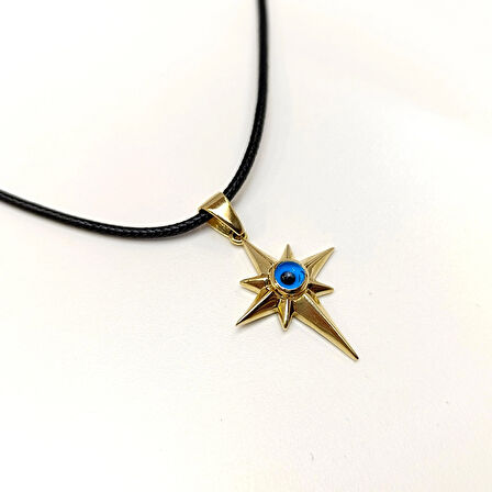 Göz Boncuklu Kuzey Yıldızı Kolye 14 Ayar Altın HD VİDEOLU