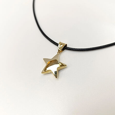 18.5mm Tombiş Yıldız Kolye 14 Ayar Altın HD VİDEOLU