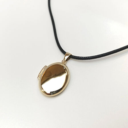 30mm Açılır Oval Resim Kutusu Kolye 14 Ayar Altın  HD VİDEOLU