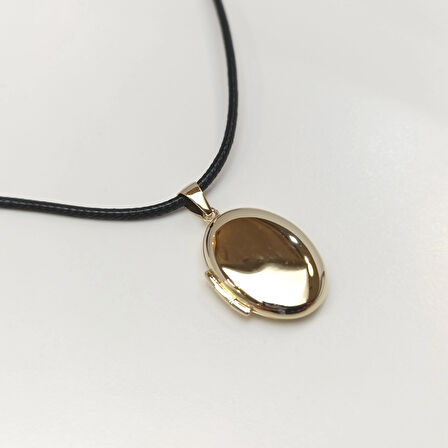 30mm Açılır Oval Resim Kutusu Kolye 14 Ayar Altın  HD VİDEOLU