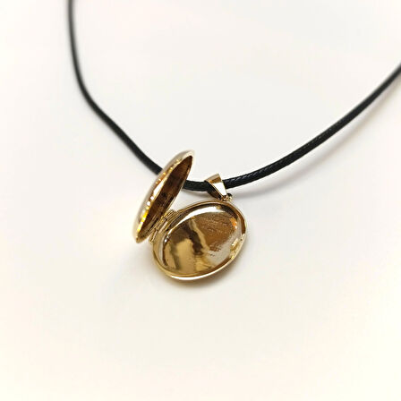 30mm Açılır Oval Resim Kutusu Kolye 14 Ayar Altın  HD VİDEOLU