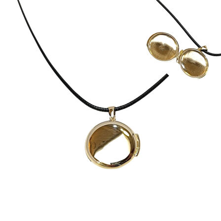 25mm Açılır Yuvalak Resim Kutusu Kolye 14 Ayar Altın  HD VİDEOLU