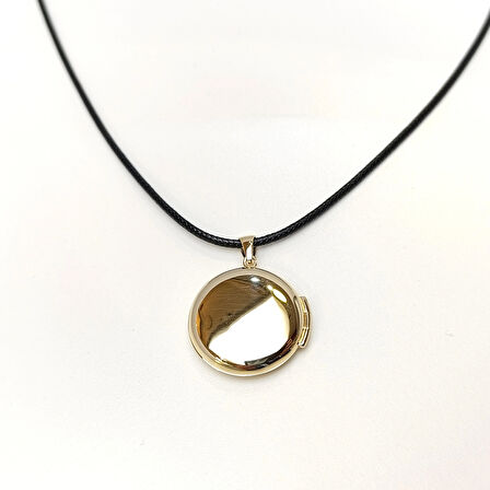 25mm Açılır Yuvalak Resim Kutusu Kolye 14 Ayar Altın  HD VİDEOLU