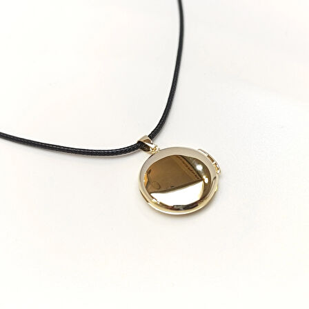 25mm Açılır Yuvalak Resim Kutusu Kolye 14 Ayar Altın  HD VİDEOLU