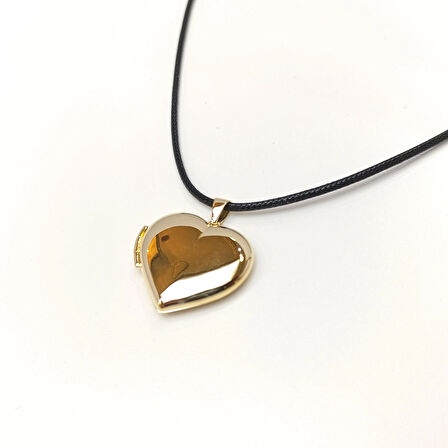 30mm Açılır Kalpli Resim Kutusu Kolye 14 Ayar Altın  HD VİDEOLU