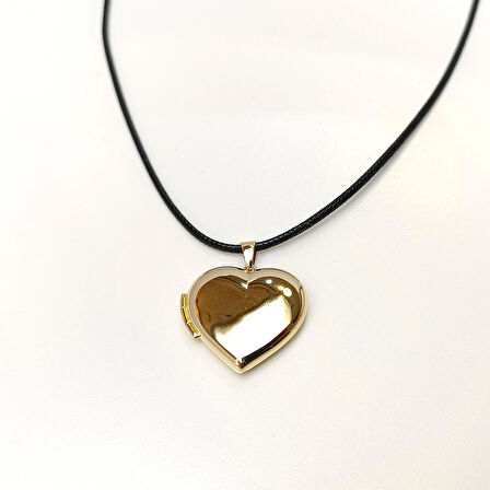 30mm Açılır Kalpli Resim Kutusu Kolye 14 Ayar Altın  HD VİDEOLU