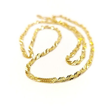 60cm 3.5mm Singapur Fırfır Zincir Kolye 14 Ayar Altın HD VİDEOLU