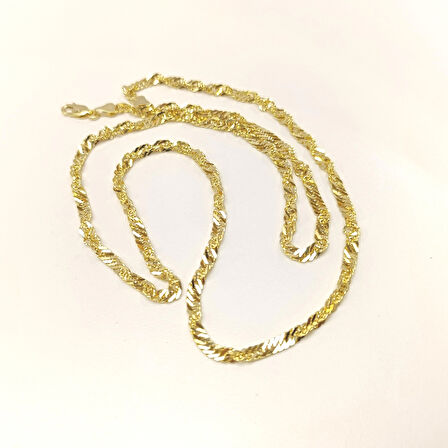 60cm 3.5mm Singapur Fırfır Zincir Kolye 14 Ayar Altın HD VİDEOLU