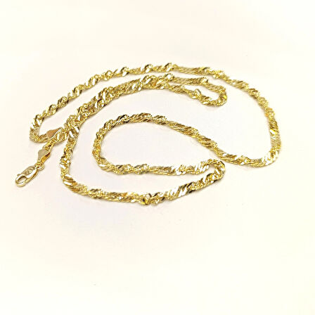 60cm 3.5mm Singapur Fırfır Zincir Kolye 14 Ayar Altın HD VİDEOLU