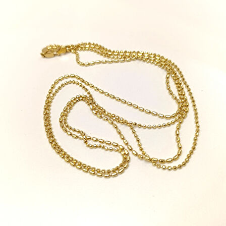 55cm 3.4mm İki sıralı Toplu Zincir Kolye 14 Ayar Altın HD VİDEOLU