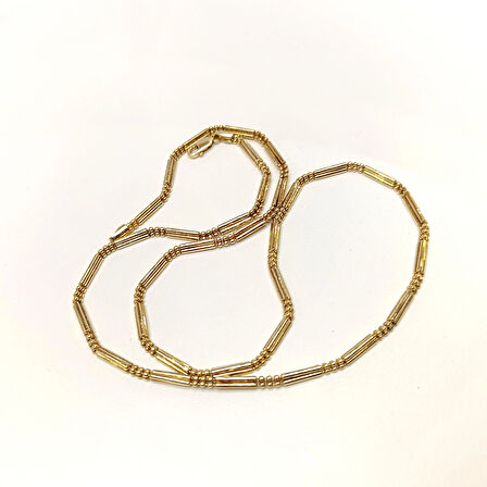 58cm 2.9mm İki sıralı Toplu Zincir Kolye 14 Ayar Altın HD VİDEOLU