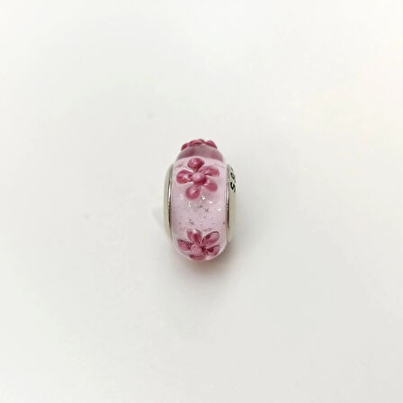 Pembe Çiçekli Charm 925 Ayar Gümüş HD VİDEOLU