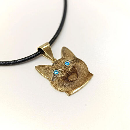 Gülen Kedi Kolye 14 Ayar Altın HD VİDEOLU