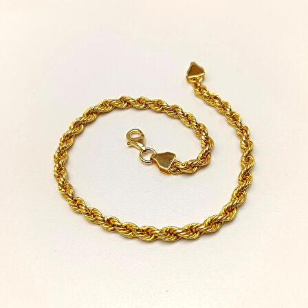 3.7mm Halat Bileklik Künye 14 Ayar Altın HD VİDEOLU